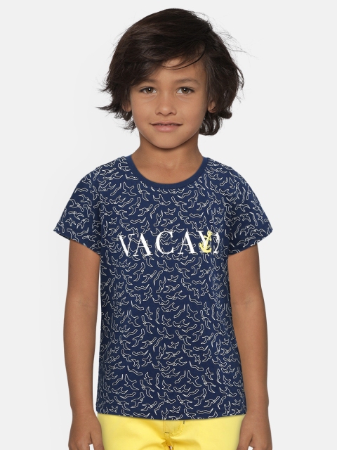 

Allen Solly Junior Boys Navy Blue Printed Round Neck T-shirt