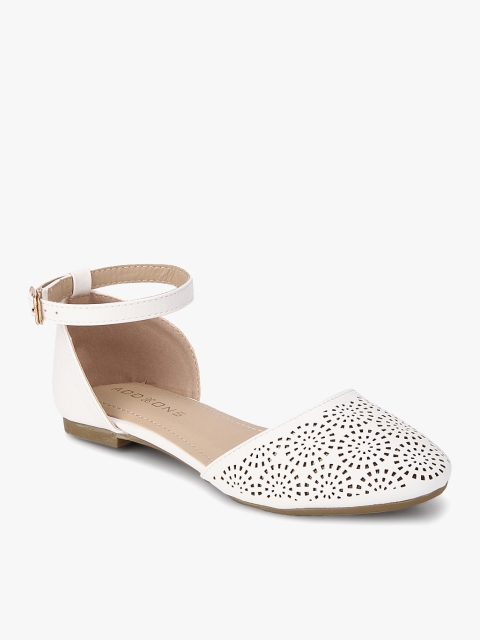 

Addons Women White Self Design Ballerinas