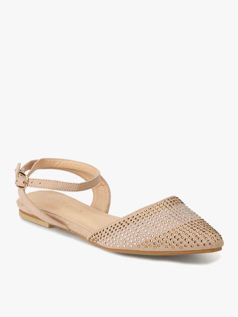 

Addons Women Beige Embellished Leather Mules