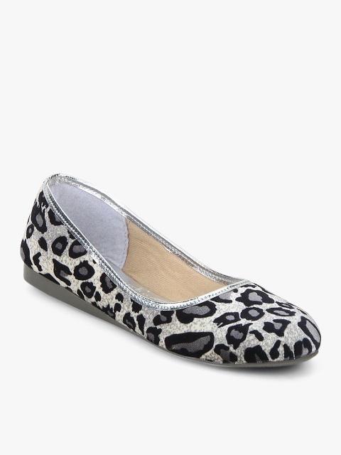 

J Collection Girls Grey & Black Leopard Print Ballerinas