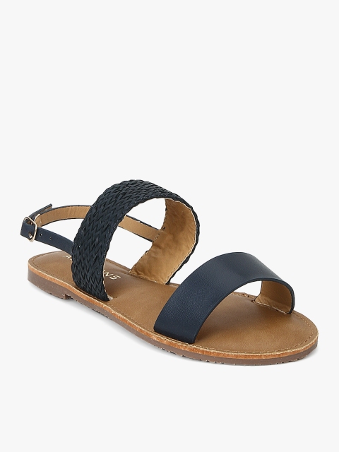 

Addons Women Navy Blue Basketweave Textured Open Toe Flats