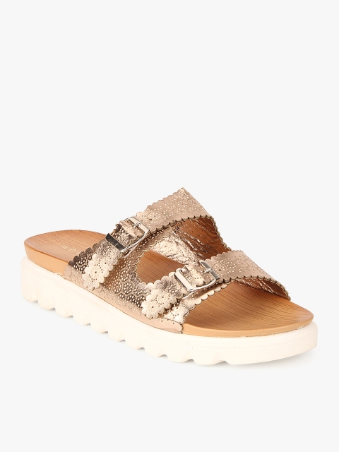 

Addons Women Rose Gold-Toned Laser Cut Comfort Heels