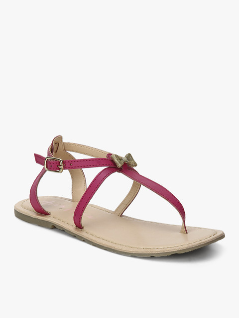 

Aria Nica Girls Magenta Solid Leather T-Strap Flats