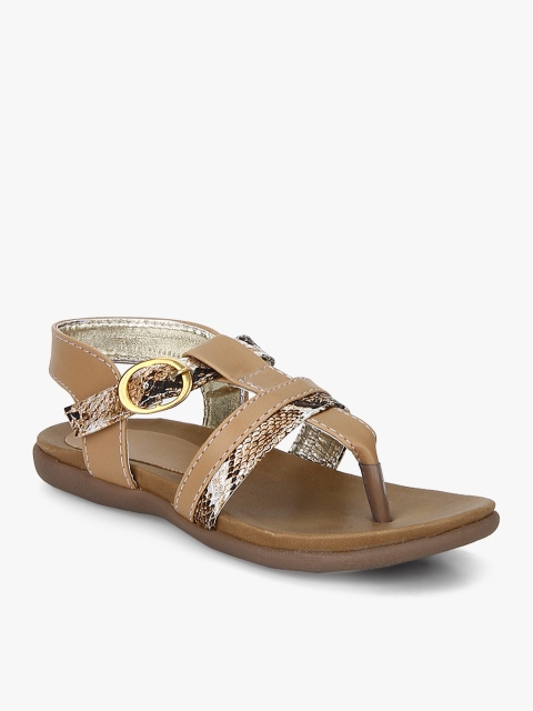 

J Collection Girls Beige & Off-White Snakeskin Printed Open Toe Flats