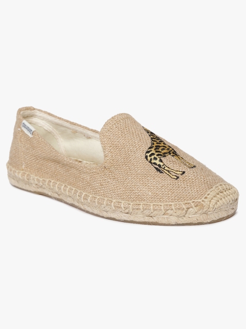 

Soludos Women Beige & Black Embroidered Espadrilles