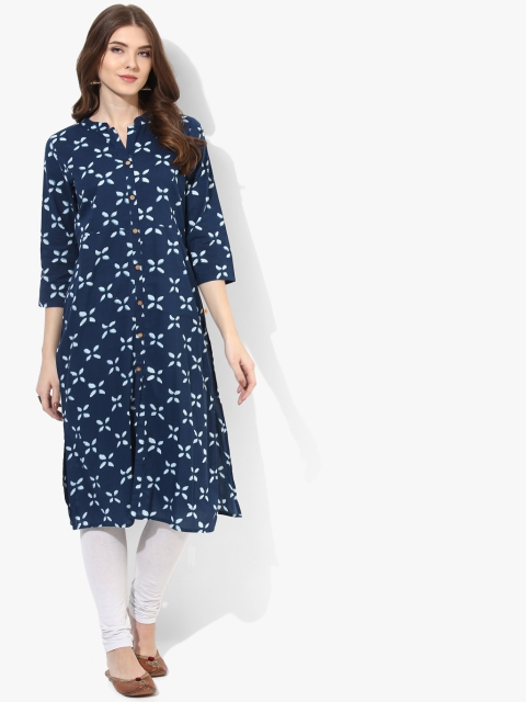 

Vedic Women Navy Blue Printed Straight Kurta