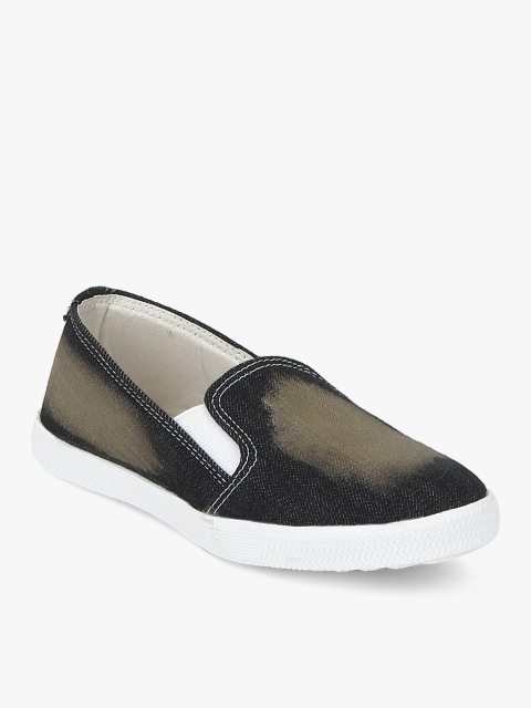 

J Collection Girls Black & Brown Washed Effect Slip-On Sneakers