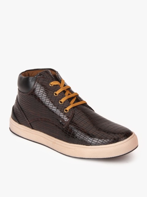 

El Paso Men Coffee Brown Textured Mid-Top Sneakers