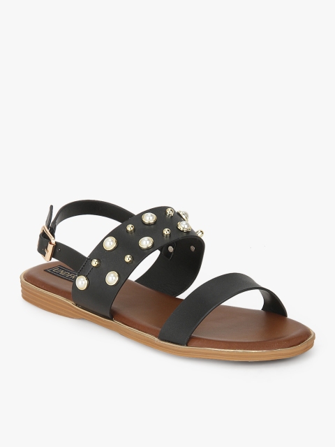 

Under Knee Women Black Embellished Open Toe Flats