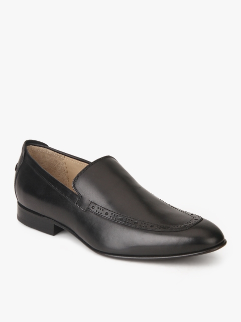

Language Men Black Solid Leather Slip-On Formal Shoes