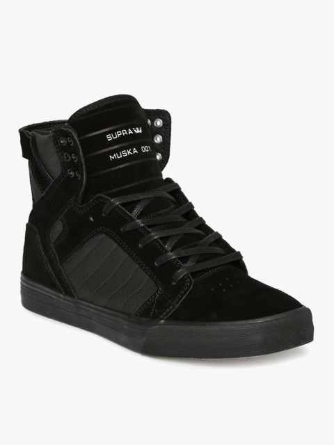 

Supra Men Black Solid Mid-Top Leather Sneakers