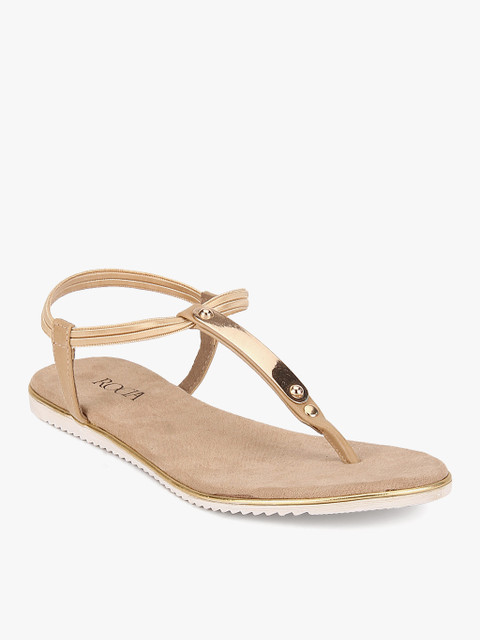 

Rocia Women Gold-Toned & Beige Solid T-Strap Flats