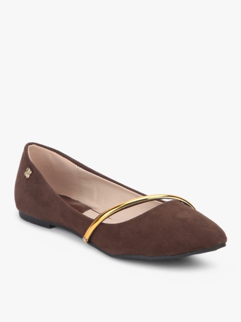 

Addons Women Brown & Gold-Toned Solid Ballerinas