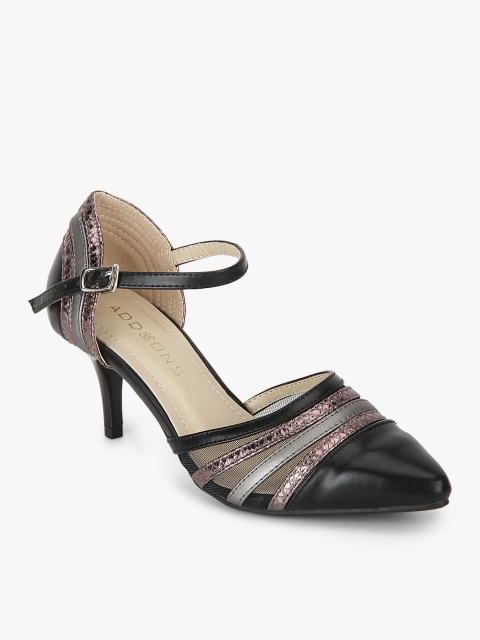 

Addons Women Black Striped Pumps