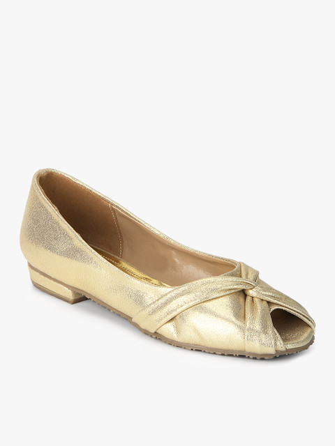 

Rocia Women Gold-Toned Solid Peep Toe Ballerinas