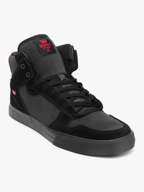 

Supra Men Charcoal Grey & Black Colourblocked Mid-Top Leather Sneakers