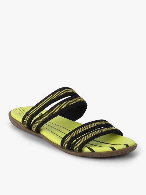 

Cobblerz Men Yellow & Black Self-Striped Comfort Sandals