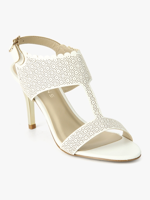 

Addons Women Off-White Perforated White Lazer Cut Heels