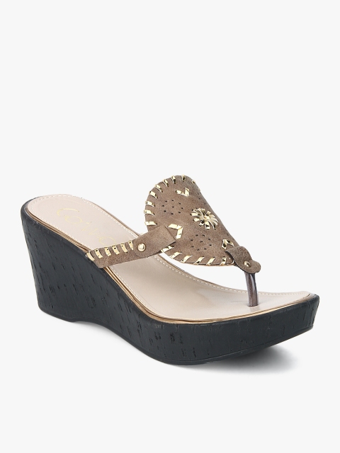 

Catwalk Women Brown & Gold-Toned Perforated Wedges