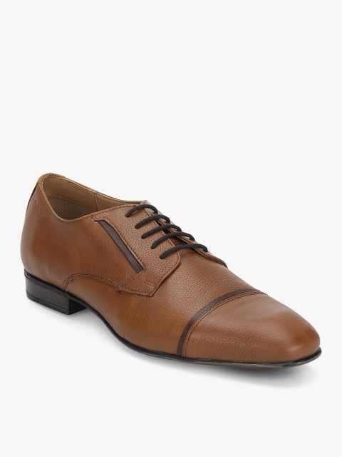 

Ruosh Men Tan Solid Leather Derby Semi-Formal Shoes