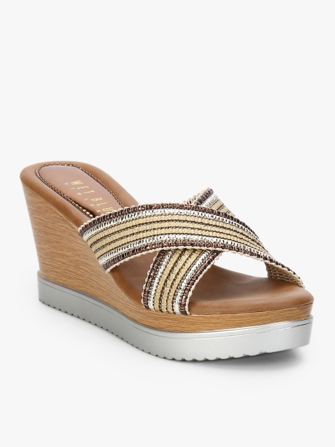 

Wet Blue Women Beige & Off-White Woven Design Wedges