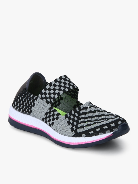 

Tresmode Women Black & Grey Woven Design Slip-Ons