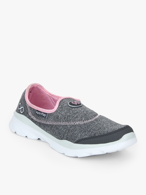 

Pure Play Women Charcoal Grey Solid Slip-On Sneakers