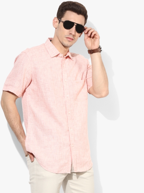 

ColorPlus Men Peach-Coloured Slim Fit Solid Casual Shirt