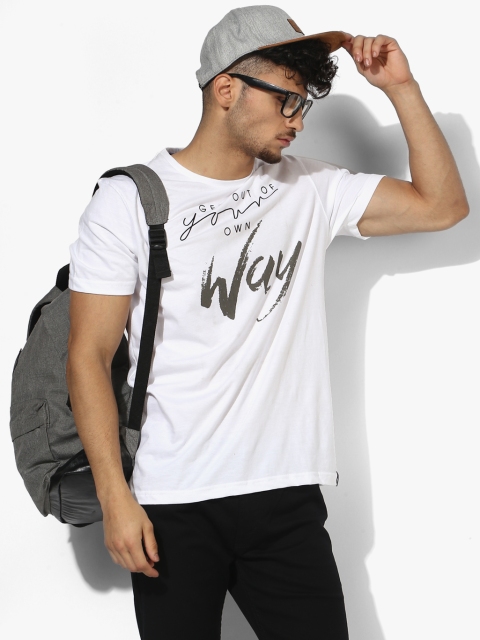 

rock.it Men White Printed Round Neck T-shirt