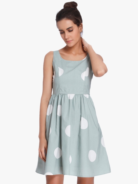 

Vero Moda Women Green Printed Fit and Flare Dress