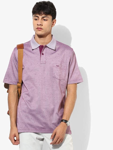 

ColorPlus Men Mauve Printed Polo Collar T-shirt