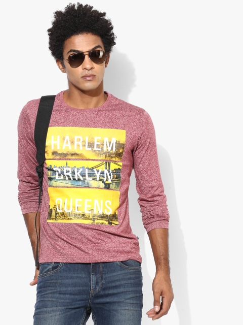 

Parx Men Maroon Printed Round Neck T-Shirt