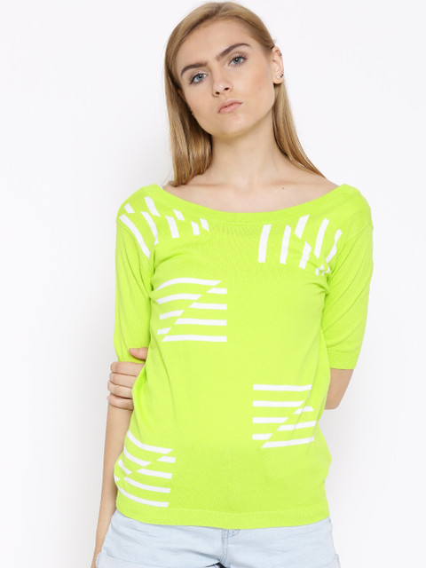 

United Colors of Benetton Lime Green Patterned Top