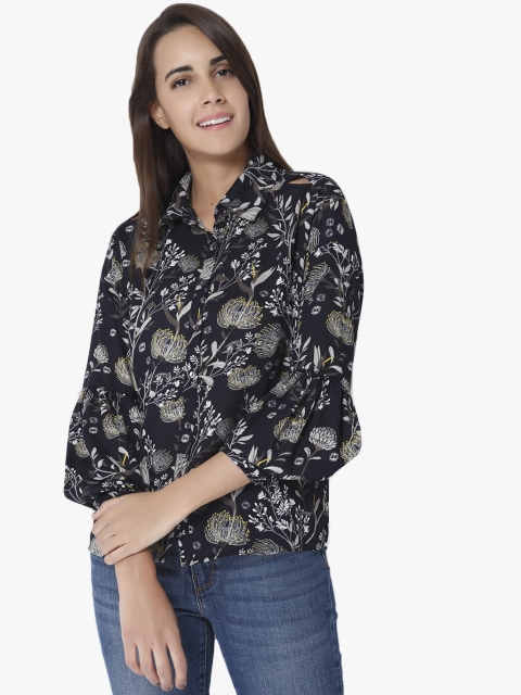 

Vero Moda Women Navy Blue Printed Shirt Style Top