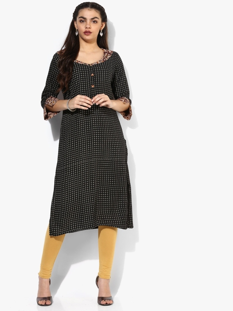 

Divina Women Black Printed Straight Kurta