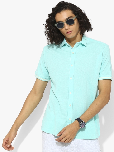 

YWC Men Sea Green Regular Fit Solid Casual Shirt