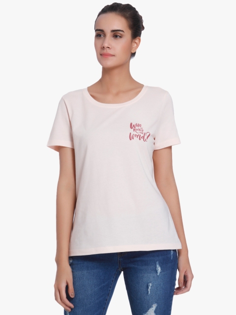 

Vero Moda Women Off-White Printed Round Neck T-shirt