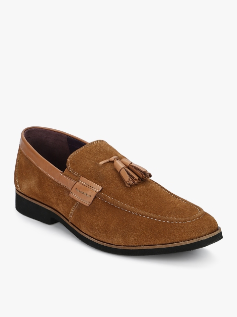 

Ninety9steps Men Tan Brown Bow Detail Loafers