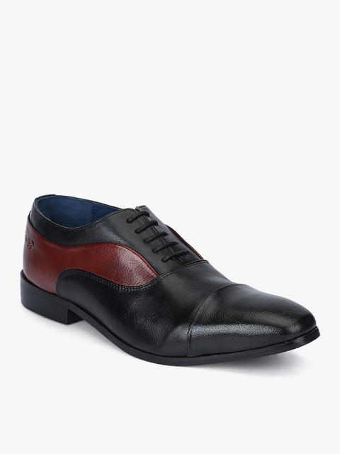 

Ninety9steps Men Black & Burgandy Formal Oxfords