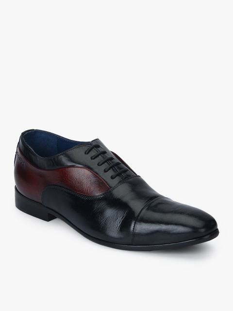 

Ninety9steps Men Black & Burgandy Formal Oxfords