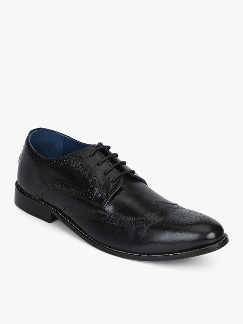 

Ninety9steps Men Black Solid Leather Formal Brogues