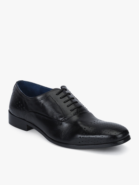 

Ninety9steps Men Black Solid Leather Formal Oxfords