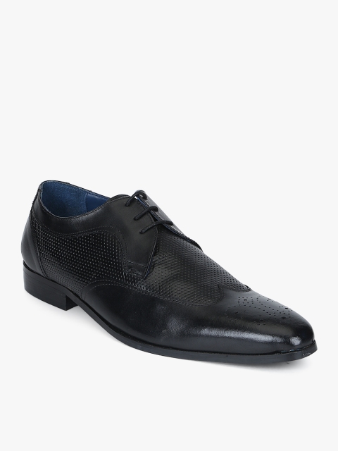

Ninety9steps Men Black Solid Leather Formal Derbys