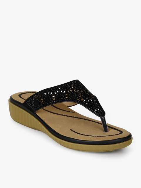 

Melange by Lifestyle Women Black Solid T-Strap Flats