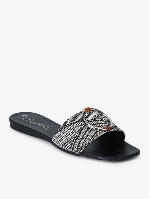

Catwalk Women Silver-Toned Woven Design Open Toe Flats