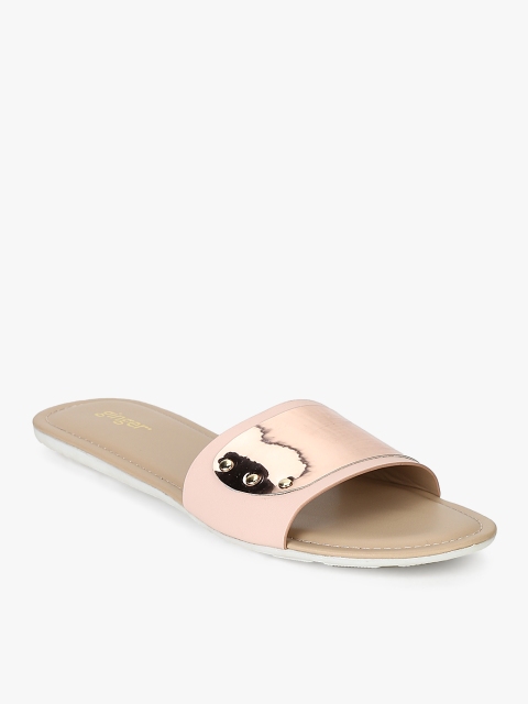 

Ginger by Lifestyle Women Pink Gold-Toned Solid Open Toe Flats