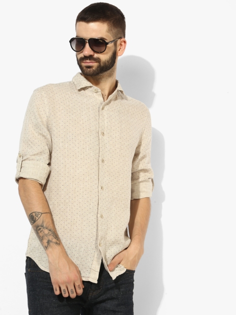 

Jack & Jones Men Beige Slim Fit Printed Casual Shirt