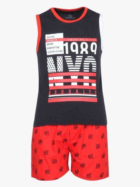 

Sweet Dreams Boys Black & Red Printed T-shirt with Shorts