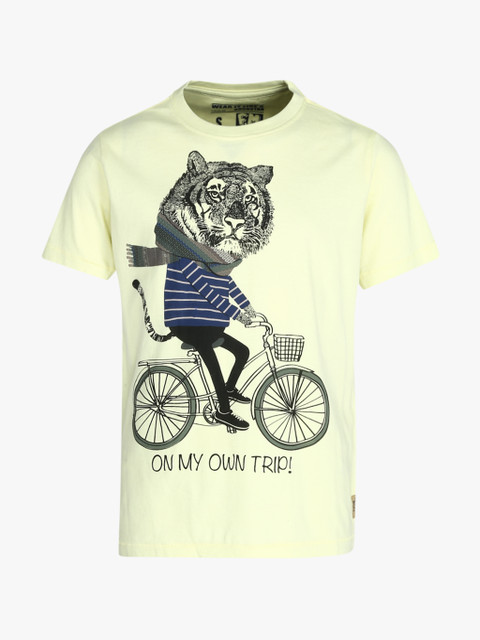 

Flying Machine Boys Yellow Printed Round Neck T-shirt