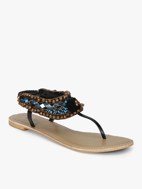 

Inc 5 Women Black Embellished T-Strap Flats